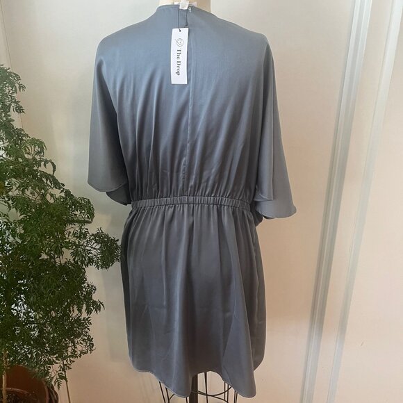 NWT THE DROP  Women's Estelle Deep V-Neck Front-Tie Mini Dress Size Large - Picture 4 of 9